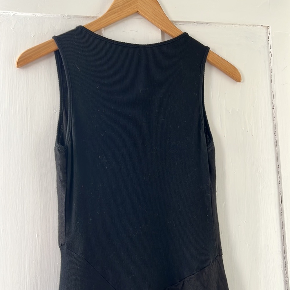 Women's Black Italian Linen Midi Tank Dress - Picture 8 of 10